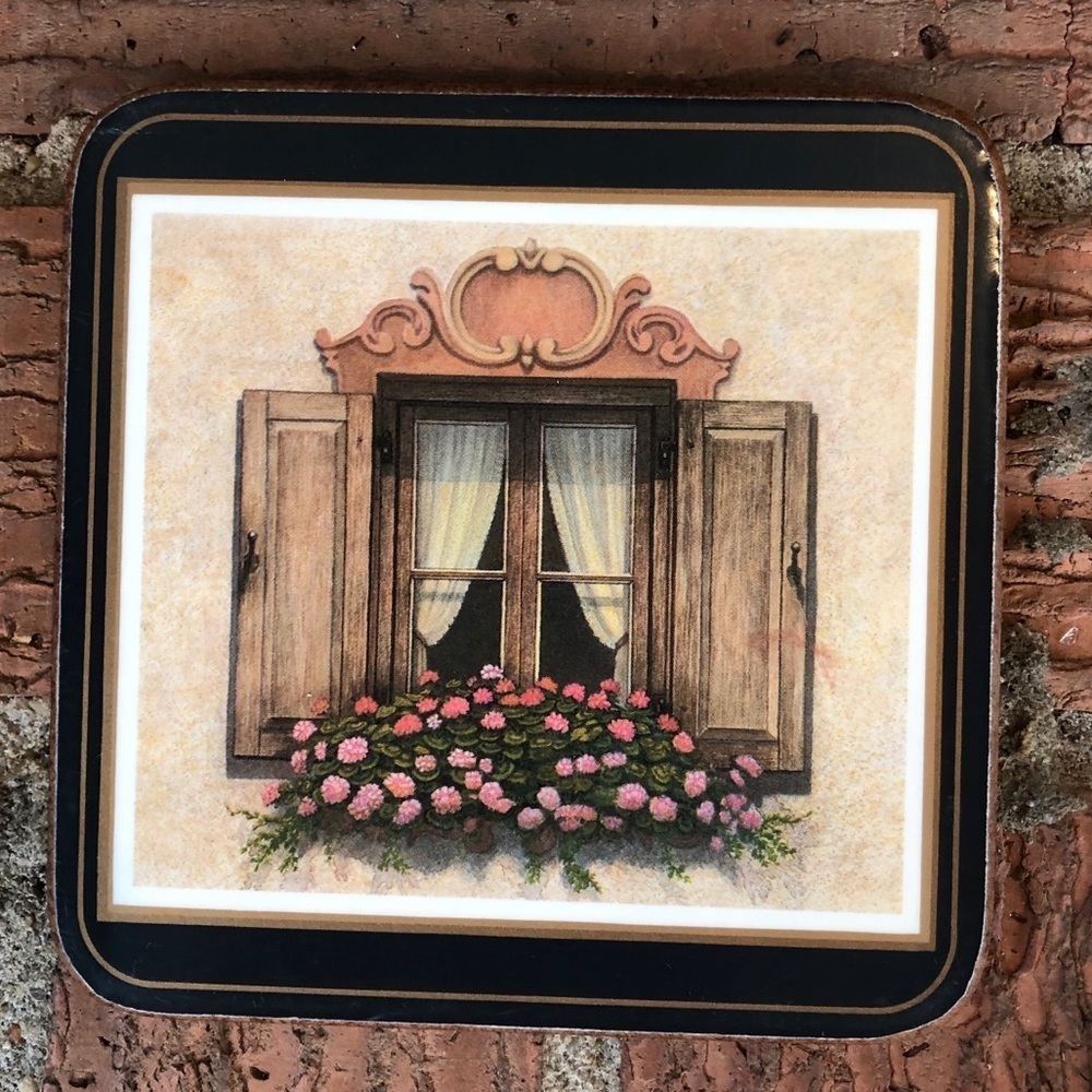 Set of 5 Pimpernel Cork Back Flower Window Box Coasters - Picture 4 of 9